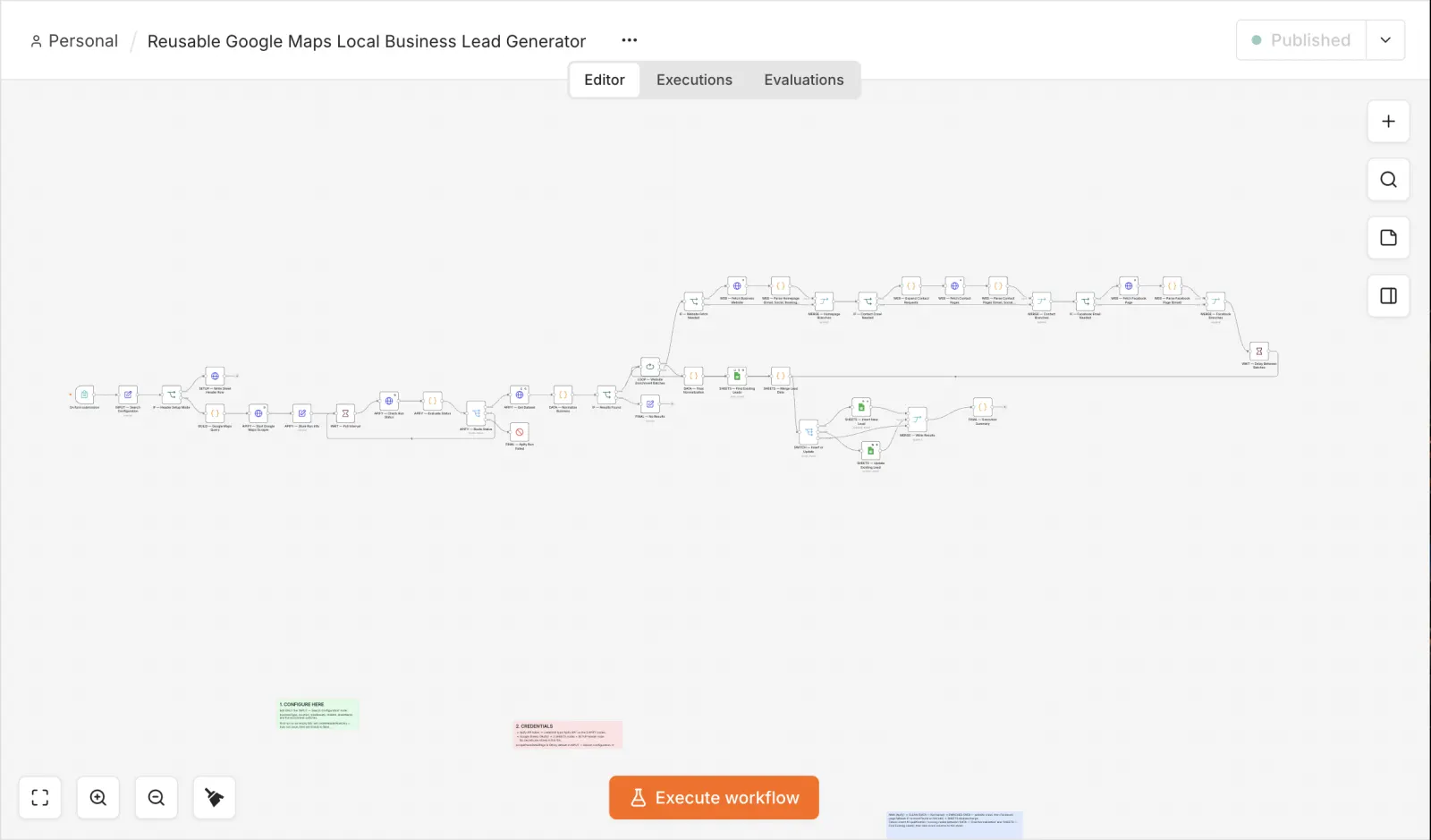 Workflow preview: Reusable Google Maps Local Business Lead Generator
